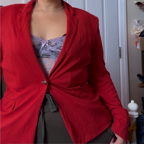 MNG Red Stretch Shoulder Pad Blazer size XXL - Picture 2 of 4